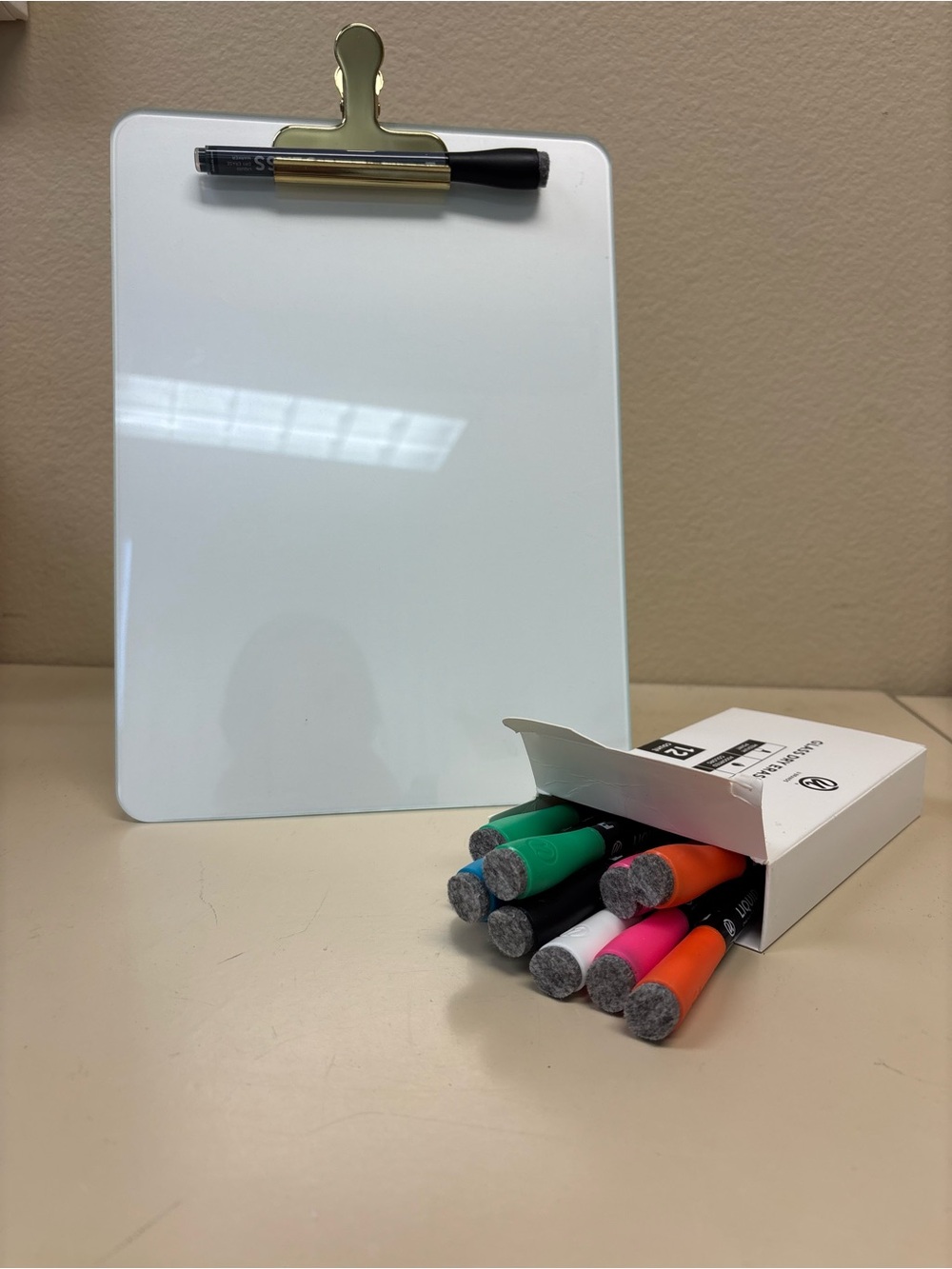 U Brands Glass Dry-Erase Desktop Easel w/ 12pk Colored Markers